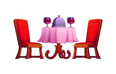 Cartoon cozy, elegant dining setup for Valentine Stock Illustration
