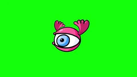 Cartoon crazy doodle ghost eye flying greenbox Stock Footage 281234436