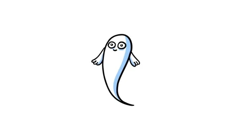 Cartoon crazy doodle little ghost flying. Stock Footage 144219319