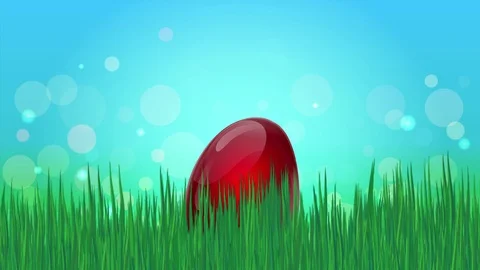 Cartoon crazy jumping easter egg in a green grass Video stock 87138310