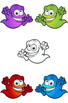Cartoon Crazy Looking Ghosts Stock Illustration