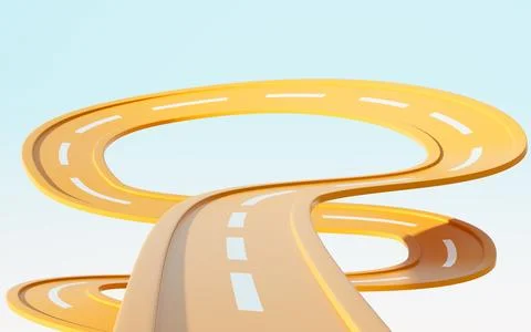 Cartoon creative highway, 3d rendering. Stock Illustration