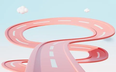 Cartoon creative highway, 3d rendering. Stock Illustration