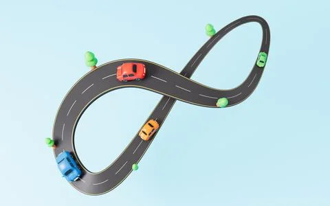 Cartoon creative highway, 3d rendering. Stock Illustration