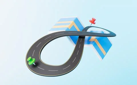 Cartoon creative highway, 3d rendering. Stock Illustration