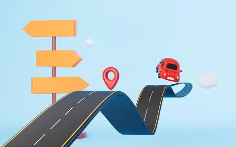 Cartoon creative highway, 3d rendering. Stock Illustration