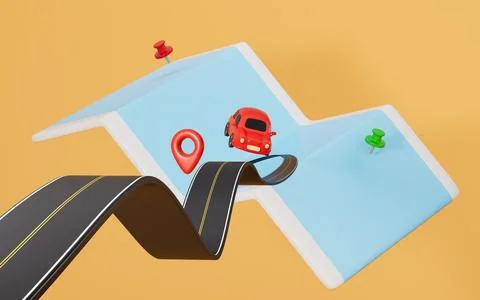 Cartoon creative highway, 3d rendering. Illustrazione stock