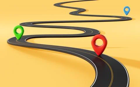 Cartoon creative highway, 3d rendering. Illustrazione stock