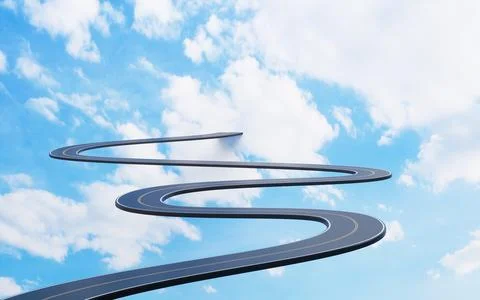 Cartoon creative highway, 3d rendering. Stock Illustration