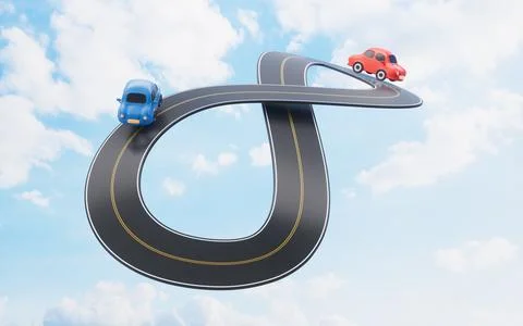 Cartoon creative highway, 3d rendering. Stock Illustration