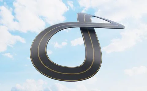 Cartoon creative highway, 3d rendering. Stock Illustration