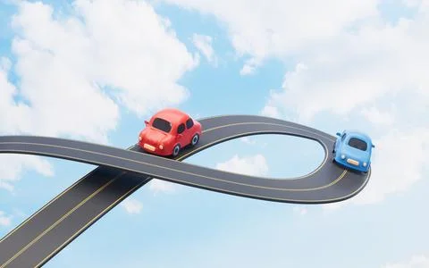 Cartoon creative highway, 3d rendering. Stock Illustration