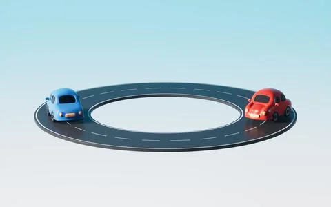 Cartoon creative highway, 3d rendering. Illustrazione stock