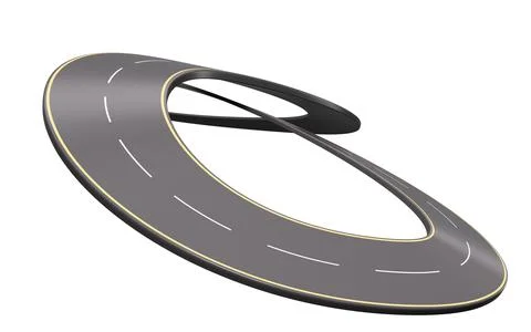 Cartoon creative highway, 3d rendering. Stock Illustration