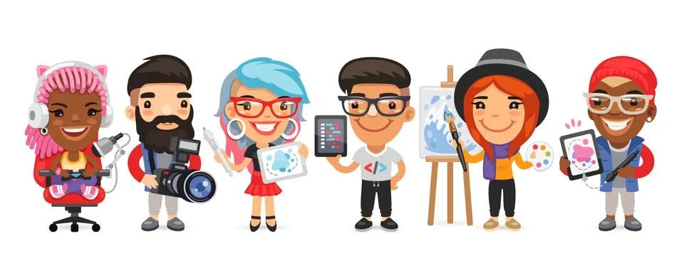 Cartoon Creative Professions Characters Stock Illustration