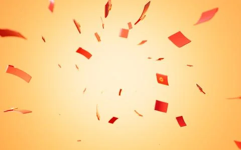 Cartoon creative red envelopes and discount coupon background, 3d rendering. Stock Illustration