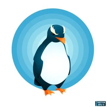 Cartoon Crested Penguin. Stock Illustration
