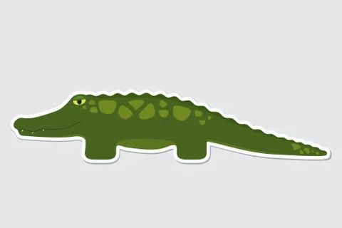 Cartoon crocodile sticker Stock Illustration