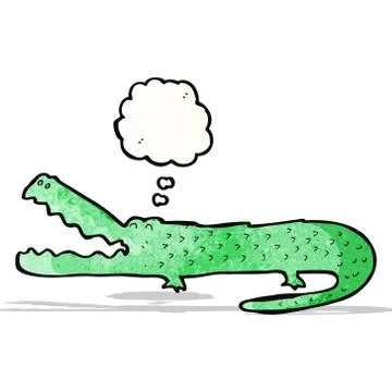 Cartoon crocodile with thought bubble Illustrazione stock