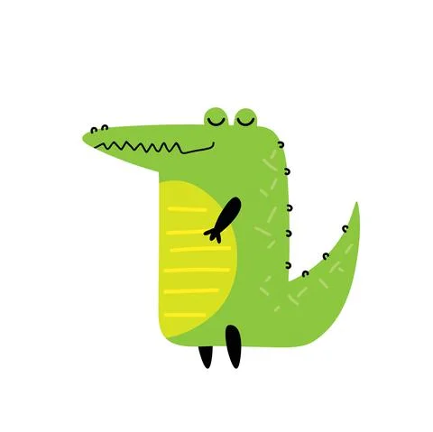 Cartoon crocodile. Vector hand drawn illustration on white background. Cute Stock Illustration