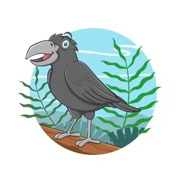 Cartoon Crow Bird With Background Stock Illustration