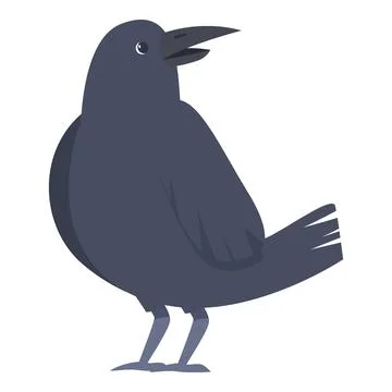 Cartoon crow cawing with open beak and tail feathers Stock Illustration