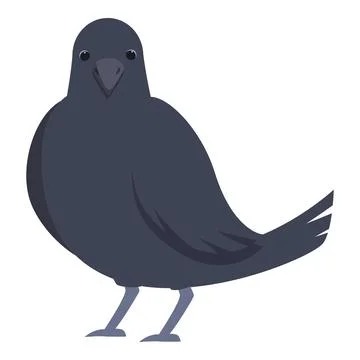 Cartoon crow standing and observing the surroundings Stock Illustration