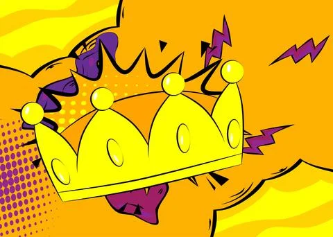 Cartoon Crown, comic book King headwear Retro vector comics pop art design. イラスト素材