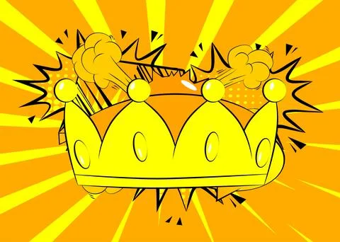Cartoon Crown, comic book King headwear Retro vector comics pop art design. Stock Illustration