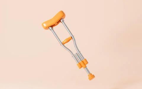 Cartoon crutch model isolated, 3d rendering. Stock Illustration