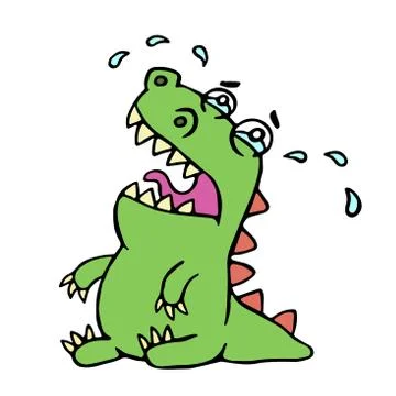 Cartoon crying dinosaur. Vector illustration. Stock Illustration
