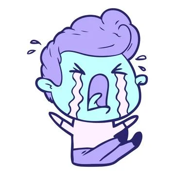 Cartoon crying man in bright neon color Stock Illustration