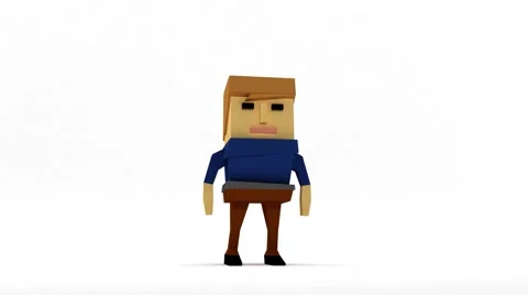 Cartoon cube character jumps like a bird. Stock Footage 66312964