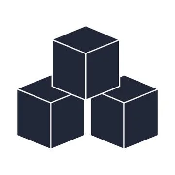 Cartoon cubes construction toy object for small children to play, silhouette Illustrazione stock