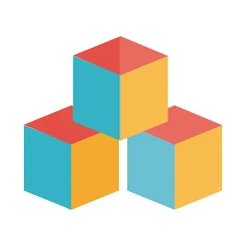 Cartoon cubes construction toy object for small children to play, flat style Stock Illustration
