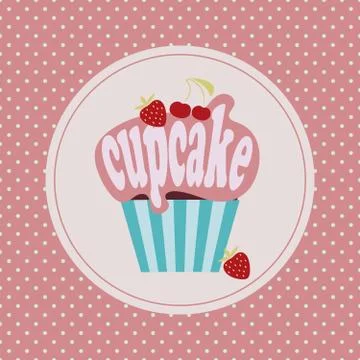 Cartoon cupcake icon Stock Illustration