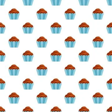 Cartoon cupcake pattern creating a sweet background Stock Illustration