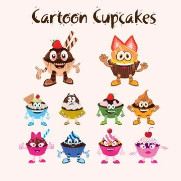 Cartoon Cupcakes Stock Illustration