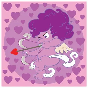 Cartoon cupid aiming an arrow. 스톡 일러스트