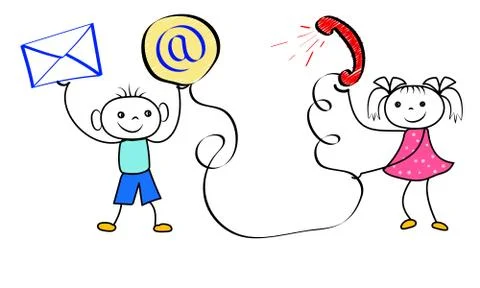 Cartoon customer service concept. Happy stickman support team. Stock Illustration