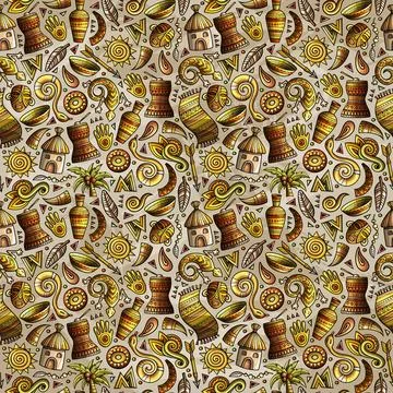 Cartoon cute African seamless pattern Illustrazione stock