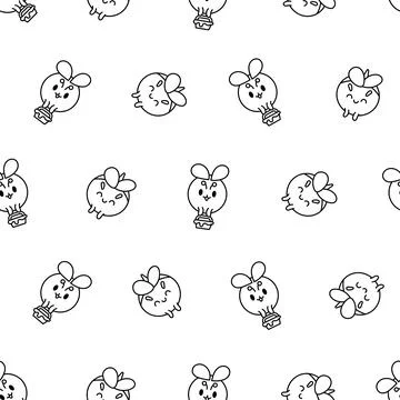 Cartoon cute bee. Seamless pattern. Coloring Page. Stock Illustration