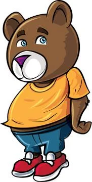 Cartoon cute brown bear Stock Illustration