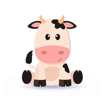 Cartoon cute cow vector with soft shadow Иллюстрация