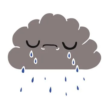 Cartoon of cute crying cloud Stock Illustration