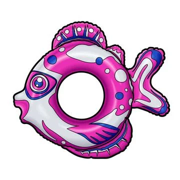 Cartoon cute doodle Fish Inflatable Pool Circle. Illustrazione stock