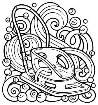 Cartoon cute doodle hand drawn sled illustration. Stock Illustration