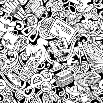 Cartoon cute doodles hand drawn Designer seamless pattern Stock