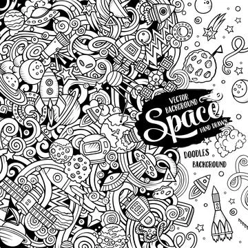Cartoon cute doodles Space frame card Stockillustratie