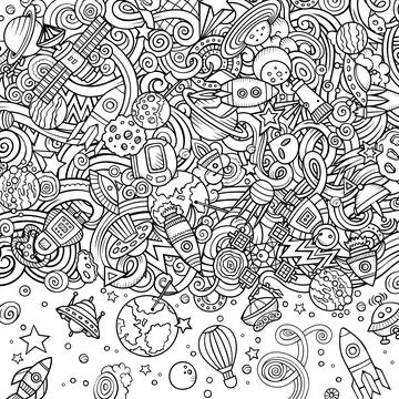 Cartoon cute doodles Space frame card Stockillustratie